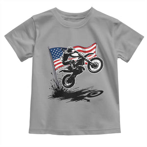 Dirt Bike American Flag Motocross Toddler T Shirt TS14 Sport Gray Print Your Wear