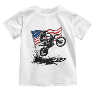 Dirt Bike American Flag Motocross Toddler T Shirt TS14 White Print Your Wear
