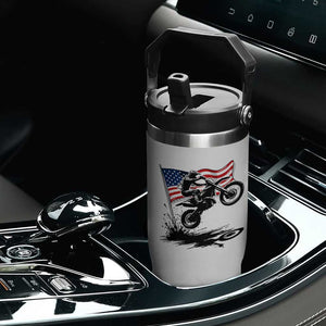 Dirt Bike American Flag Motocross Flip Straw Tumbler TS14 Print Your Wear