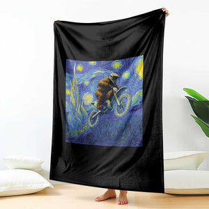 Bigfoot Dirt Bike Sasquatch Throw Blanket Starry Night Van Gogh Biker TS14 Print Your Wear