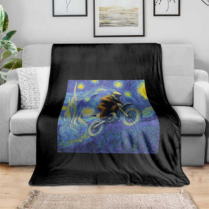 Bigfoot Dirt Bike Sasquatch Throw Blanket Starry Night Van Gogh Biker TS14 Print Your Wear