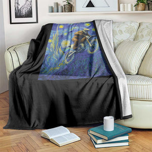 Bigfoot Dirt Bike Sasquatch Throw Blanket Starry Night Van Gogh Biker TS14 Print Your Wear