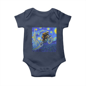 Bigfoot Dirt Bike Sasquatch Baby Onesie Starry Night Van Gogh Biker TS14 Navy Print Your Wear