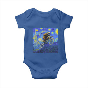 Bigfoot Dirt Bike Sasquatch Baby Onesie Starry Night Van Gogh Biker TS14 Royal Blue Print Your Wear