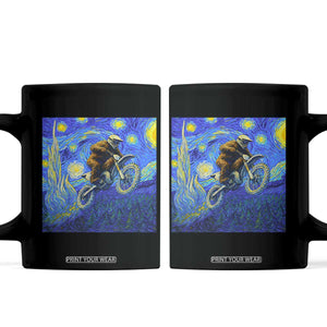 Bigfoot Dirt Bike Sasquatch Coffee Mug Starry Night Van Gogh Biker TS14 Black Print Your Wear
