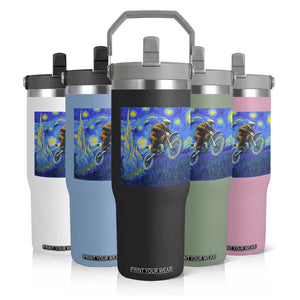 Bigfoot Dirt Bike Sasquatch Flip Straw Tumbler Starry Night Van Gogh Biker TS14 Print Your Wear