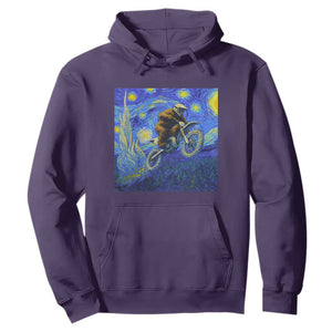 Bigfoot Dirt Bike Sasquatch Hoodie Starry Night Van Gogh Biker TS14 Purple Print Your Wear