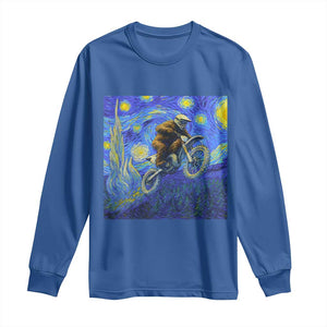 Bigfoot Dirt Bike Sasquatch Long Sleeve Shirt Starry Night Van Gogh Biker TS14 Royal Blue Print Your Wear