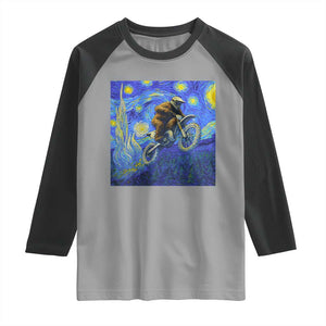 Bigfoot Dirt Bike Sasquatch Raglan Shirt Starry Night Van Gogh Biker TS14 Sport Gray Black Print Your Wear