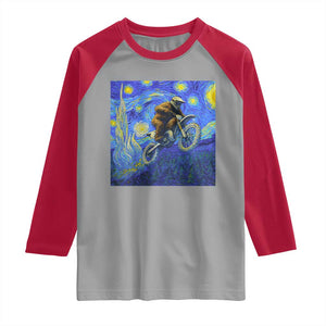 Bigfoot Dirt Bike Sasquatch Raglan Shirt Starry Night Van Gogh Biker TS14 Sport Gray Red Print Your Wear