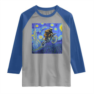 Bigfoot Dirt Bike Sasquatch Raglan Shirt Starry Night Van Gogh Biker TS14 Sport Gray Royal Print Your Wear