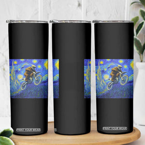 Bigfoot Dirt Bike Sasquatch Skinny Tumbler Starry Night Van Gogh Biker TS14 Print Your Wear
