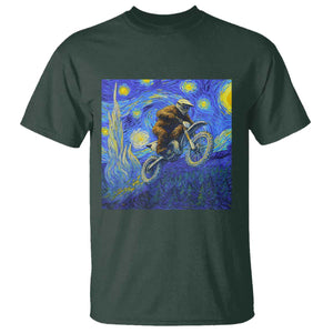 Bigfoot Dirt Bike Sasquatch T Shirt Starry Night Van Gogh Biker TS14 Dark Forest Green Print Your Wear