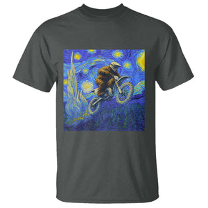 Bigfoot Dirt Bike Sasquatch T Shirt Starry Night Van Gogh Biker TS14 Dark Heather Print Your Wear