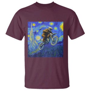 Bigfoot Dirt Bike Sasquatch T Shirt Starry Night Van Gogh Biker TS14 Maroon Print Your Wear