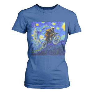 Bigfoot Dirt Bike Sasquatch T Shirt For Women Starry Night Van Gogh Biker TS14 Royal Blue Print Your Wear