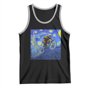 Bigfoot Dirt Bike Sasquatch Tank Top Starry Night Van Gogh Biker TS14 Black Athletic Heather Print Your Wear