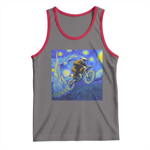 Bigfoot Dirt Bike Sasquatch Tank Top Starry Night Van Gogh Biker TS14 Deep Heather Red Print Your Wear
