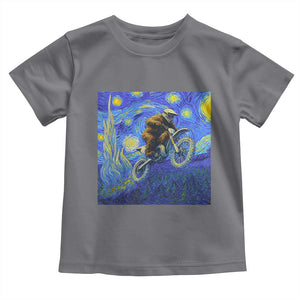 Bigfoot Dirt Bike Sasquatch Toddler T Shirt Starry Night Van Gogh Biker TS14 Charcoal Print Your Wear