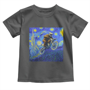 Bigfoot Dirt Bike Sasquatch Toddler T Shirt Starry Night Van Gogh Biker TS14 Dark Heather Print Your Wear