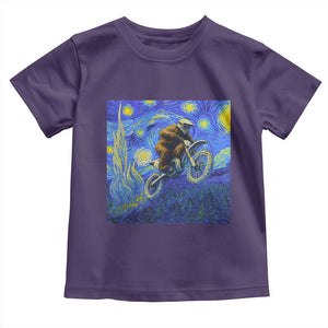 Bigfoot Dirt Bike Sasquatch Toddler T Shirt Starry Night Van Gogh Biker TS14 Purple Print Your Wear