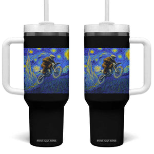 Bigfoot Dirt Bike Sasquatch Tumbler With Handle Starry Night Van Gogh Biker TS14 One Size: 40 oz Black Print Your Wear