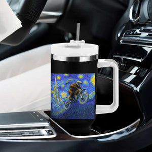 Bigfoot Dirt Bike Sasquatch Tumbler With Handle Starry Night Van Gogh Biker TS14 Print Your Wear