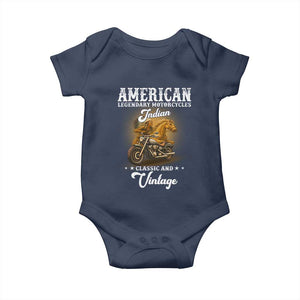 Native American Motorcycle Indian Bikers Club Classic And Vintage Baby Onesie TS14 Navy Print Your Wear
