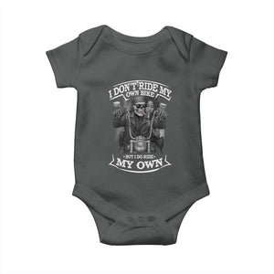 African American Motorcycle Baby Onesie Skeleton Biker TS14 Dark Heather Print Your Wear
