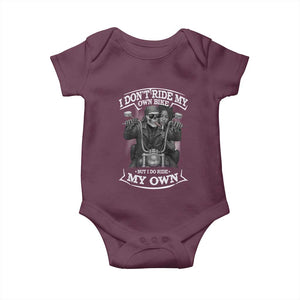 African American Motorcycle Baby Onesie Skeleton Biker TS14 Maroon Print Your Wear