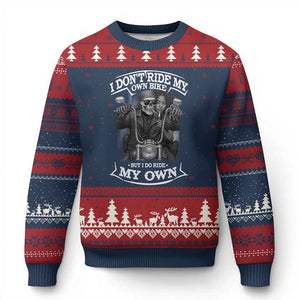 African American Motorcycle Ugly Christmas Sweater Skeleton Biker TS14 Navy Red Print Your Wear