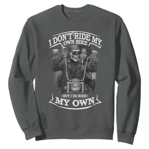 African American Motorcycle Sweatshirt Skeleton Biker TS14 Dark Heather Print Your Wear