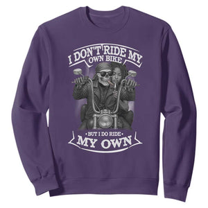 African American Motorcycle Sweatshirt Skeleton Biker TS14 Purple Print Your Wear