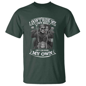African American Motorcycle T Shirt Skeleton Biker TS14 Dark Forest Green Print Your Wear