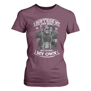 African American Motorcycle T Shirt For Women Skeleton Biker TS14 Maroon Print Your Wear