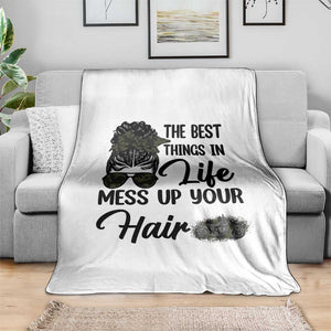 Funny Biker Woman Throw Blanket The Best Things In Life Mess Up Your Hair TS14 Print Your Wear