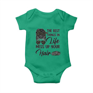 Funny Biker Woman Baby Onesie The Best Things In Life Mess Up Your Hair TS14 Irish Green Print Your Wear