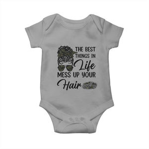 Funny Biker Woman Baby Onesie The Best Things In Life Mess Up Your Hair TS14 Sport Gray Print Your Wear