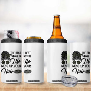 Funny Biker Woman 4 in 1 Can Cooler Tumbler The Best Things In Life Mess Up Your Hair TS14 Print Your Wear