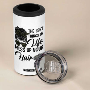 Funny Biker Woman 4 in 1 Can Cooler Tumbler The Best Things In Life Mess Up Your Hair TS14 Print Your Wear