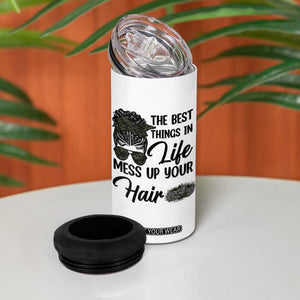 Funny Biker Woman 4 in 1 Can Cooler Tumbler The Best Things In Life Mess Up Your Hair TS14 Print Your Wear