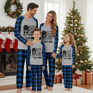 Funny Biker Woman Plaid Pajama Set The Best Things In Life Mess Up Your Hair TS14 Blue Plaid Print Your Wear