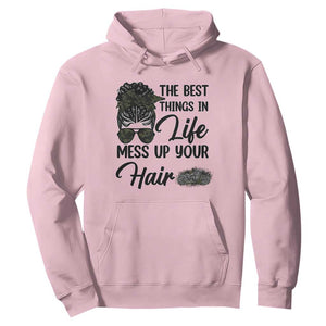Funny Biker Woman Hoodie The Best Things In Life Mess Up Your Hair TS14 Light Pink Print Your Wear