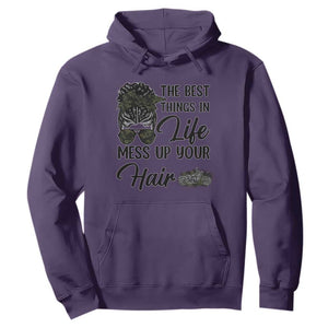 Funny Biker Woman Hoodie The Best Things In Life Mess Up Your Hair TS14 Purple Print Your Wear