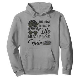 Funny Biker Woman Hoodie The Best Things In Life Mess Up Your Hair TS14 Sport Gray Print Your Wear
