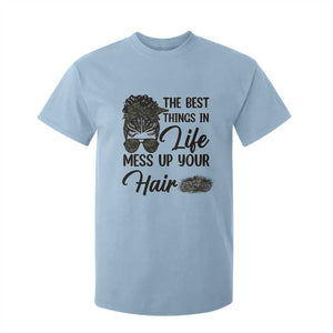 Funny Biker Woman T Shirt For Kid The Best Things In Life Mess Up Your Hair TS14 Light Blue Print Your Wear