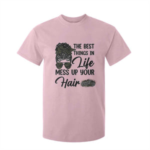 Funny Biker Woman T Shirt For Kid The Best Things In Life Mess Up Your Hair TS14 Light Pink Print Your Wear