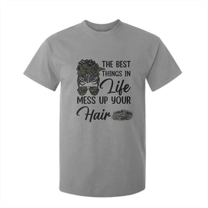 Funny Biker Woman T Shirt For Kid The Best Things In Life Mess Up Your Hair TS14 Sport Gray Print Your Wear