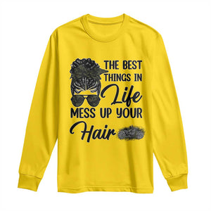 Funny Biker Woman Long Sleeve Shirt The Best Things In Life Mess Up Your Hair TS14 Daisy Print Your Wear