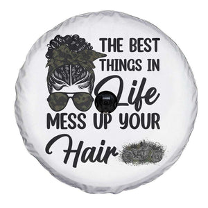 Funny Biker Woman Spare Tire Cover The Best Things In Life Mess Up Your Hair TS14 Print Your Wear